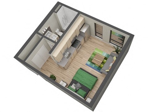Standish floor plan 392 Sq.Ft. at The Whit, Minneapolis, MN, 55404